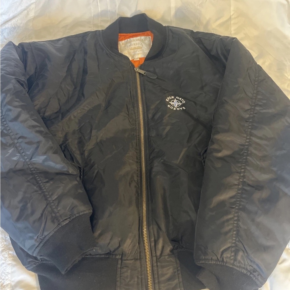 Black Bomber Jacket with Logo